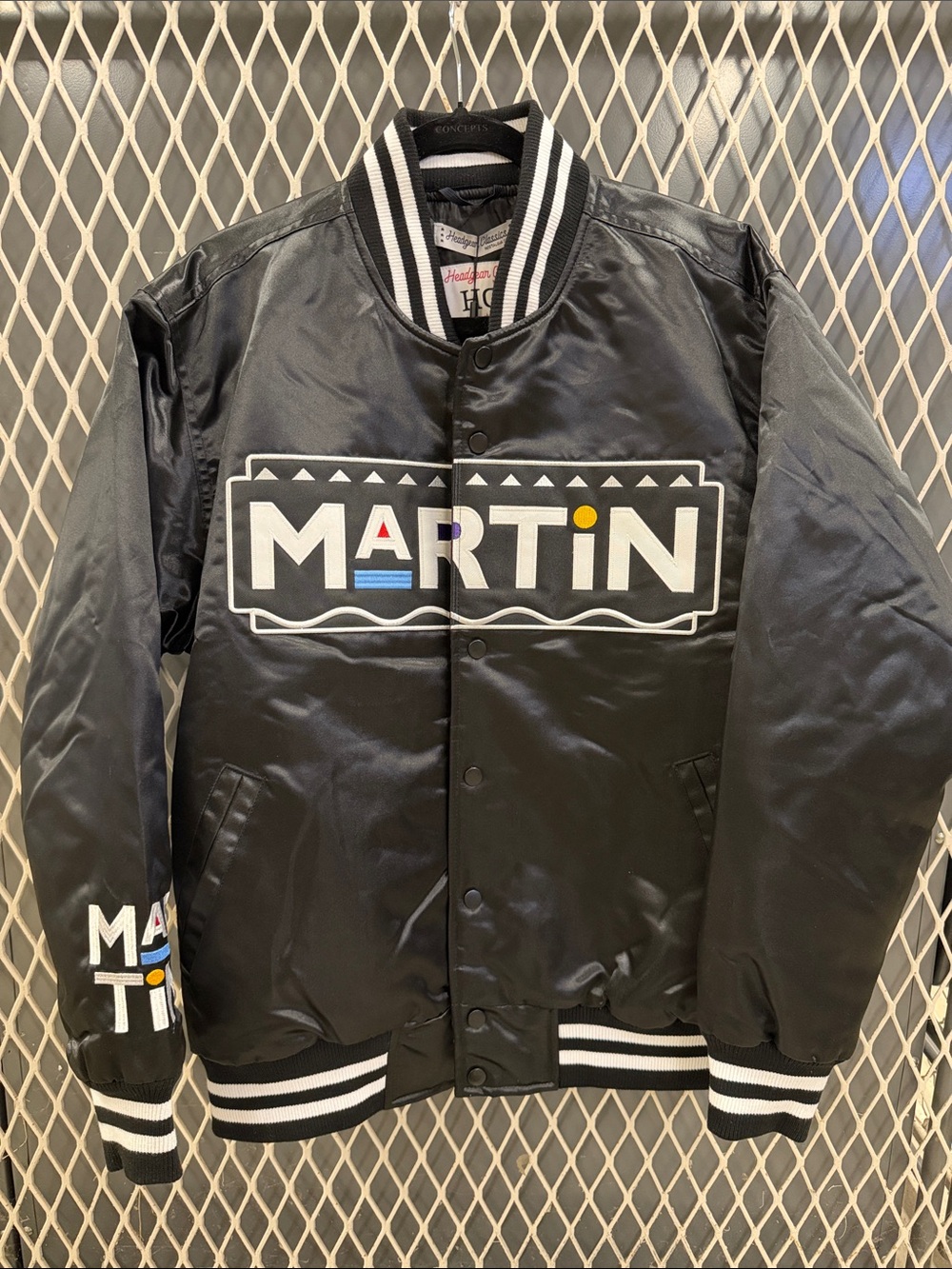 Martin logo Black Satin Bomber Jacket -